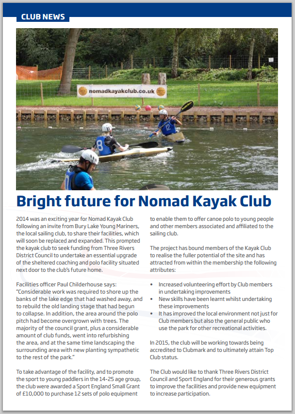 Nomad Kayak Club in British Canoeing Magazine